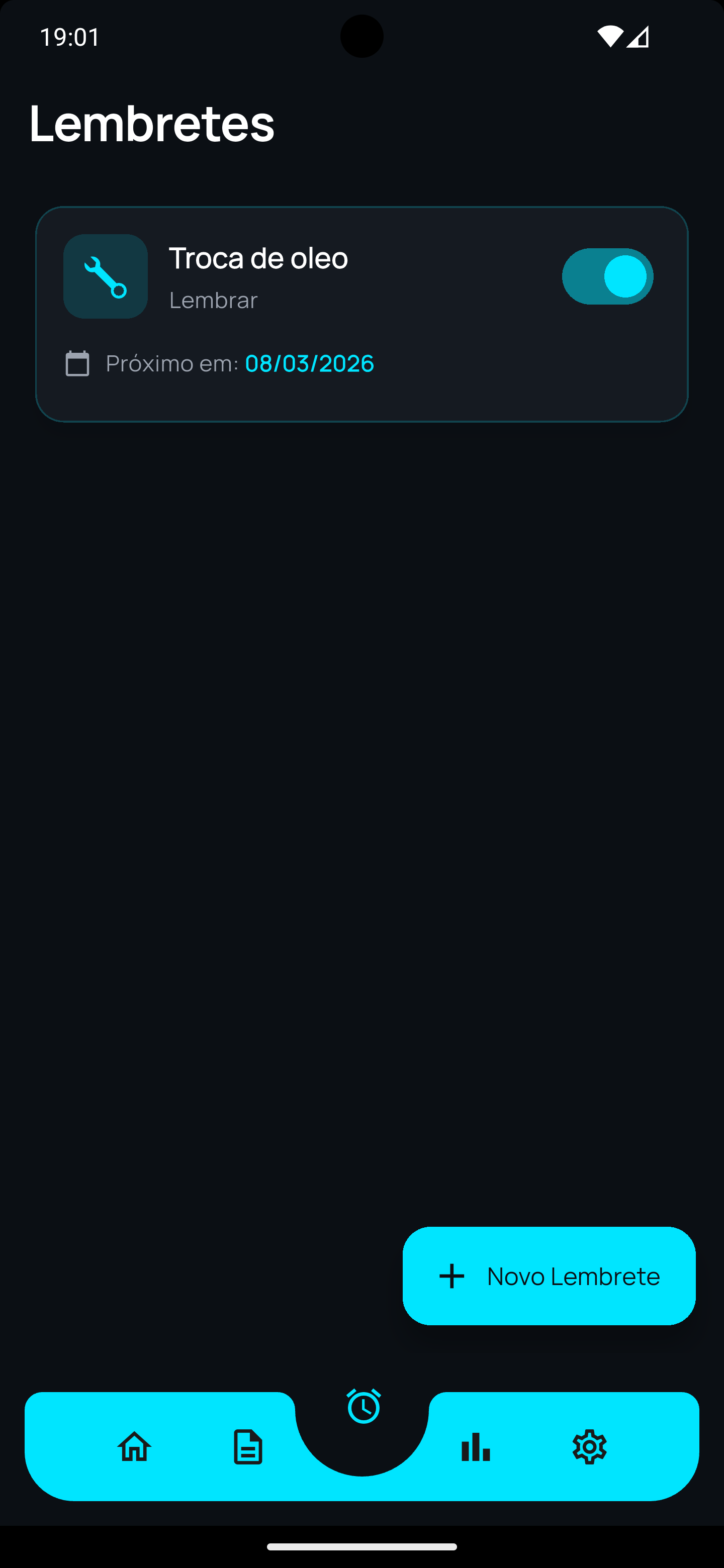 Tela do aplicativo Veeko - Lembretes e notificações